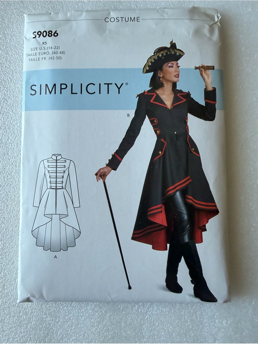 Uncut Plus Size Simplicity S9086 Costume Coat Pattern Sizes 14-22